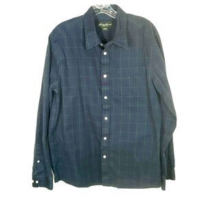 Eddie Bauer Men’s L Shirt Plaid Long Sleeve Button Up Wrinkle Resistant Pocket